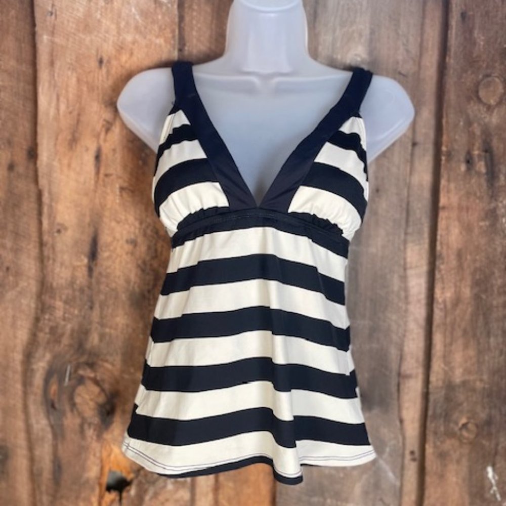 La Blanca Black/White Tankini Top - Size 6